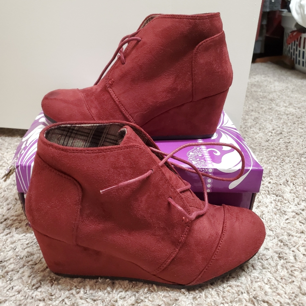 Burgundy booties